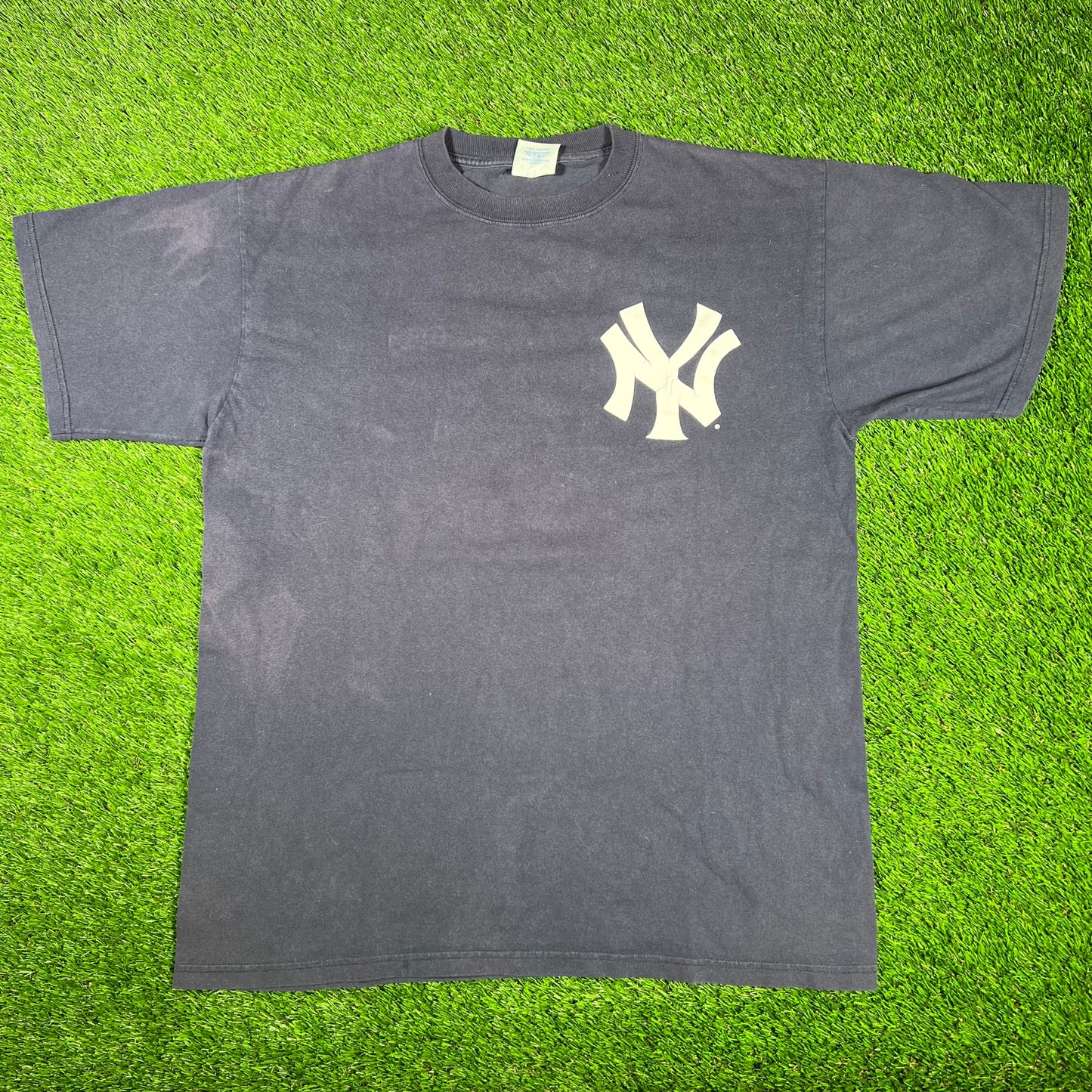 1990s Yankees 2 Jeter Majestic Navy Blue Tee Size XL USED v17334