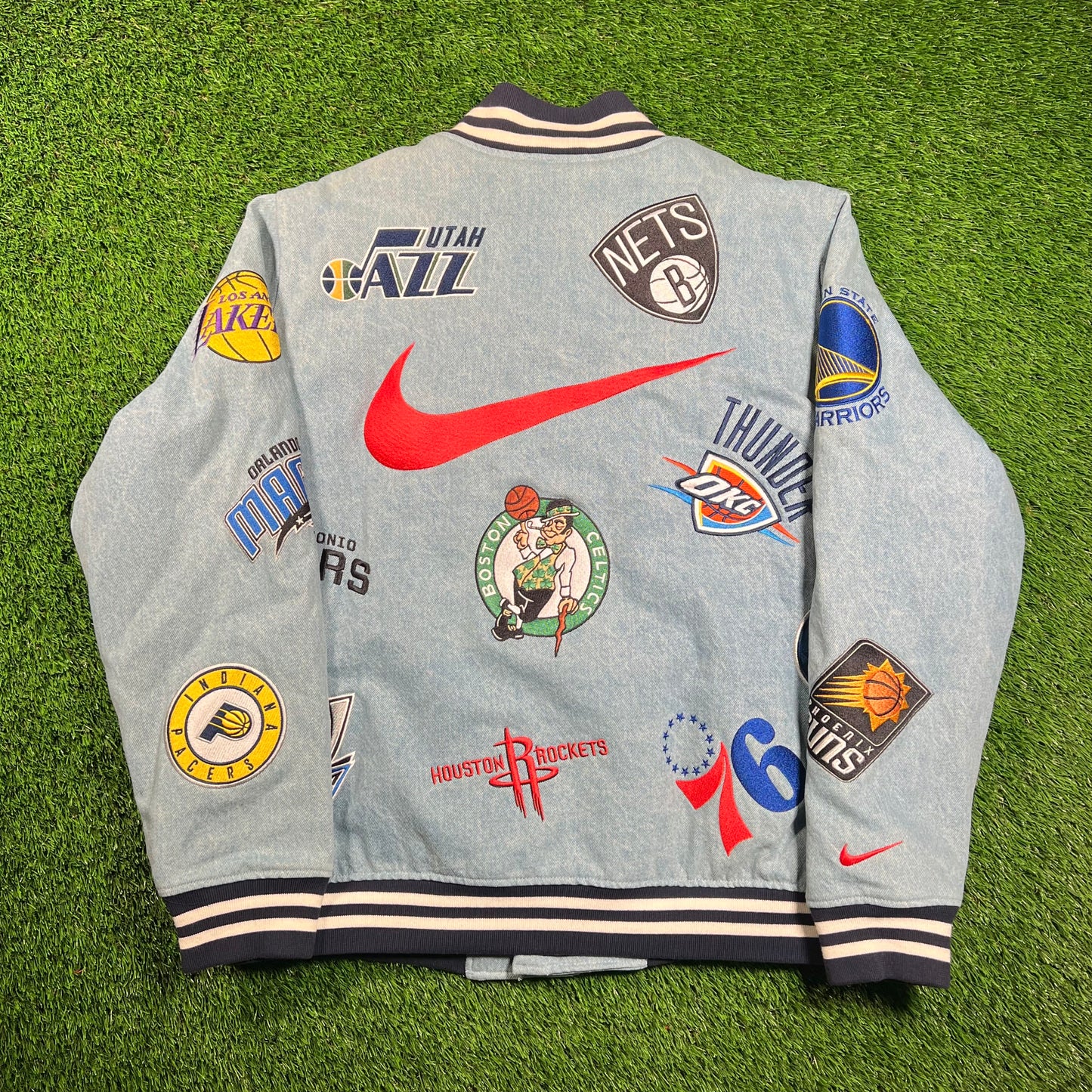 Supreme Nike NBA Teams Warm Up Denim Jacket (2018) Size XL USED x16542
