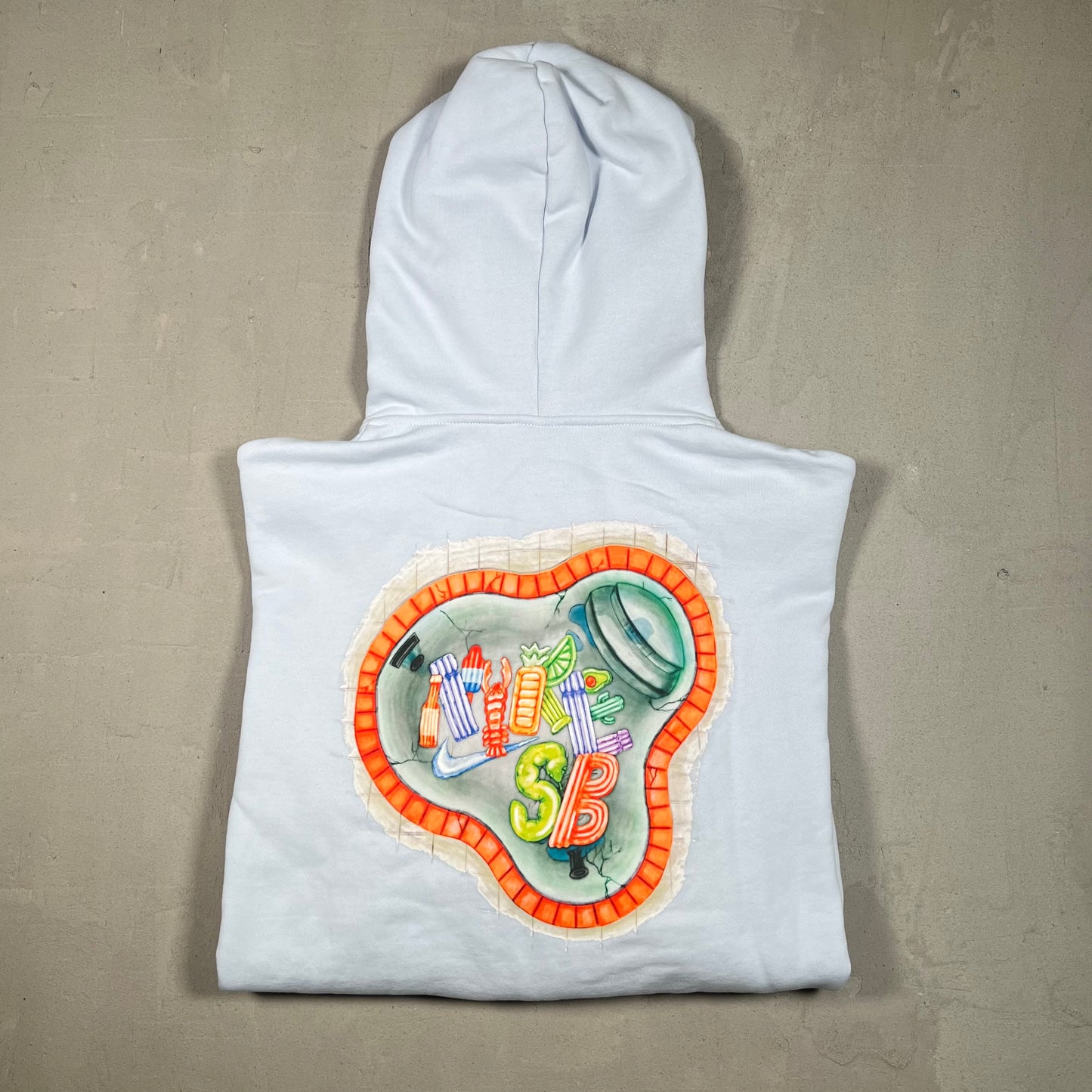 Nike SB Lobster Light Blue Zip Up Hoodie Size Large USED v19042