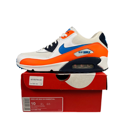 Nike Air Max 90 White Photo Blue Total Orange (2019) Size 10 USED s18084
