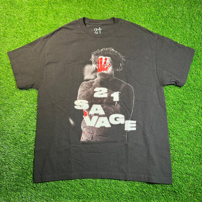21 Savage Blur Tour Black Tee Size Large USED x16961