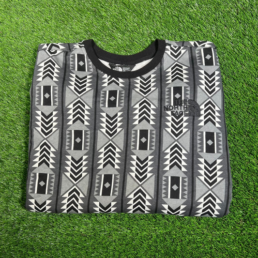 North Face Black/Grey Southwestern Crewneck Size Large USED v17978