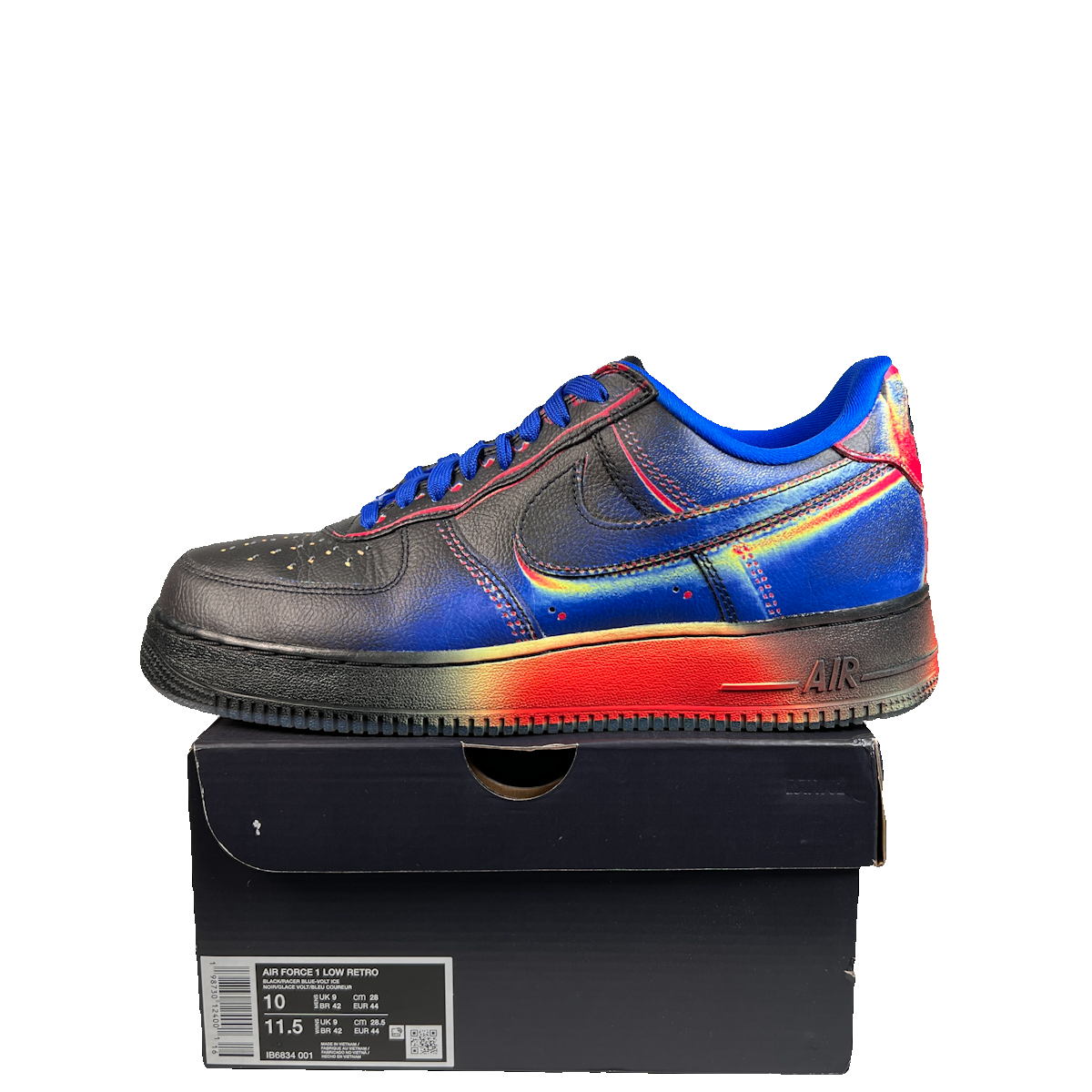 Nike Air Force One Low Heat Map Black Racer Blue (2026) Size 10 USED s22682