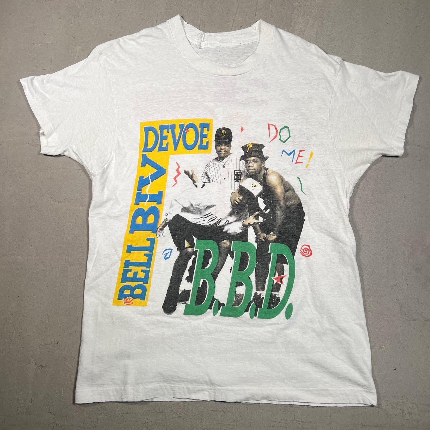 1990s Bell Biv Devoe "Do Me!" White Tee Size Medium USED v16082