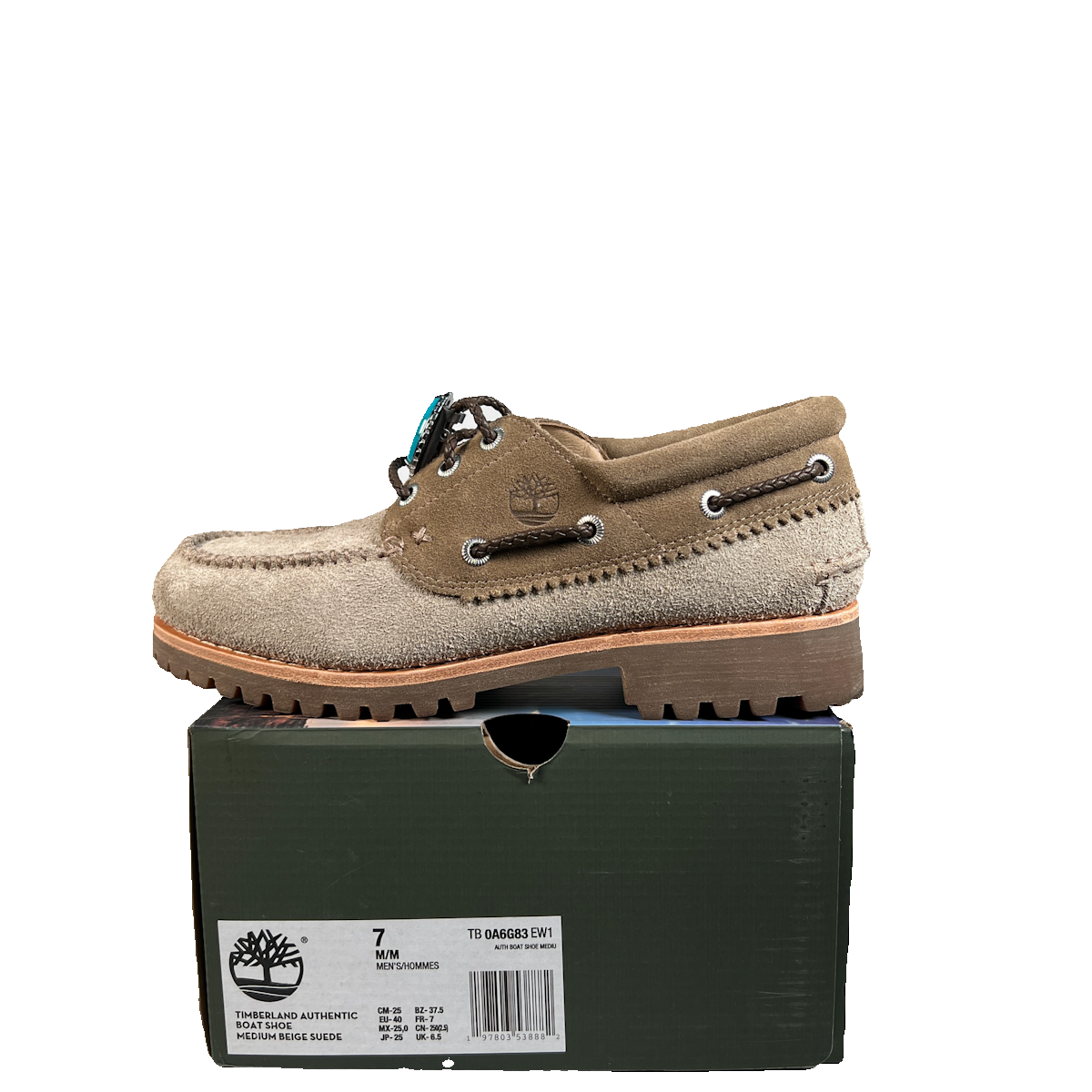 Timberland 3 Eye Lug Handsewn Boat Shoe Oacker Santa Fe (2025) Size 7 USED s22828