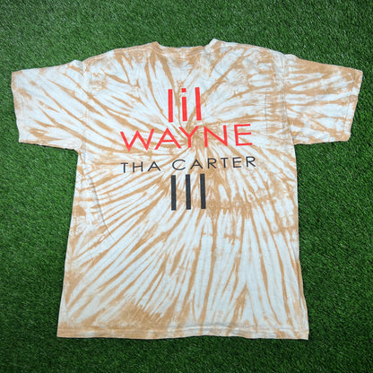 2008 Lil Wayne The Carter 3 Brown Tie Dye Tee Size Large USED v15966