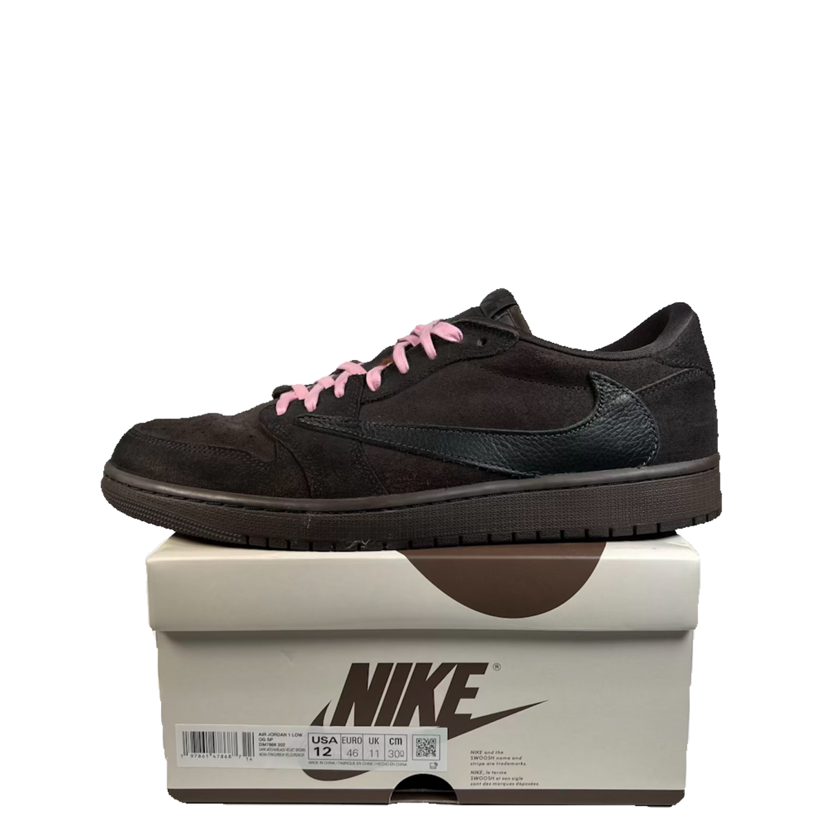 Jordan 1 Low Travis Scott Velvet Brown (2024) Size 12 USED s23343