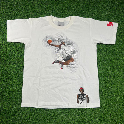 2000's Nike Lebron James White Tee Size Small USED v18343