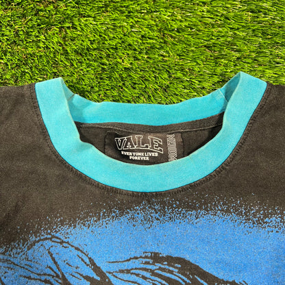 Vale Horse Blue Longsleeve Black Tee Size Medium USED x16300