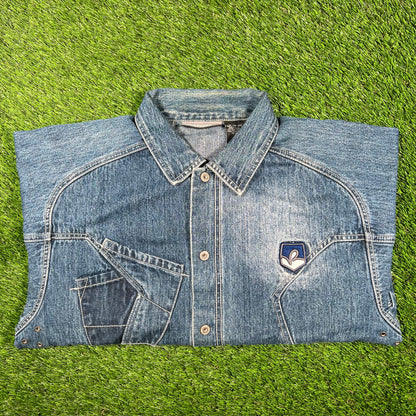 1990s Rocawear Blue Denim Jacket Size XL USED v17034