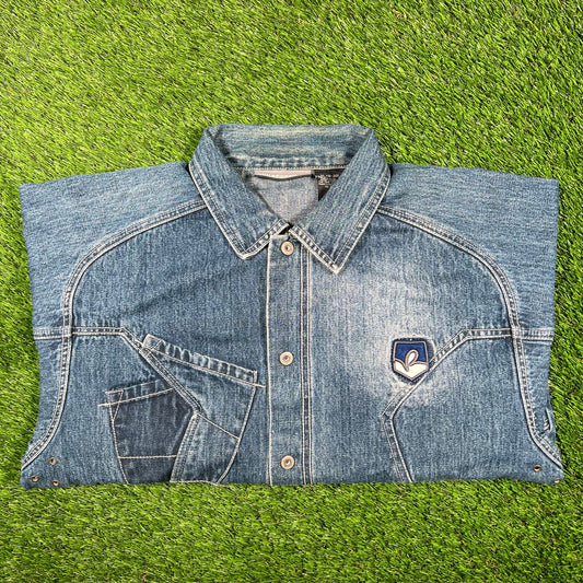 1990s Rocawear Blue Denim Jacket Size XL USED v17034