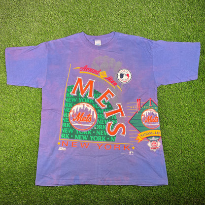 1992 Mets Around The Home Purple Tie Die Salam Tag Tee Size XXL NEW v4241