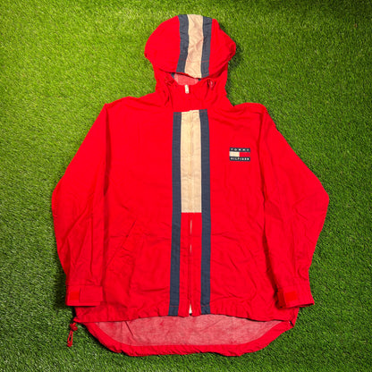 1990s Tommy Hilfiger Red Lightweight ZIp Up Jacket Size Medium USED v1885