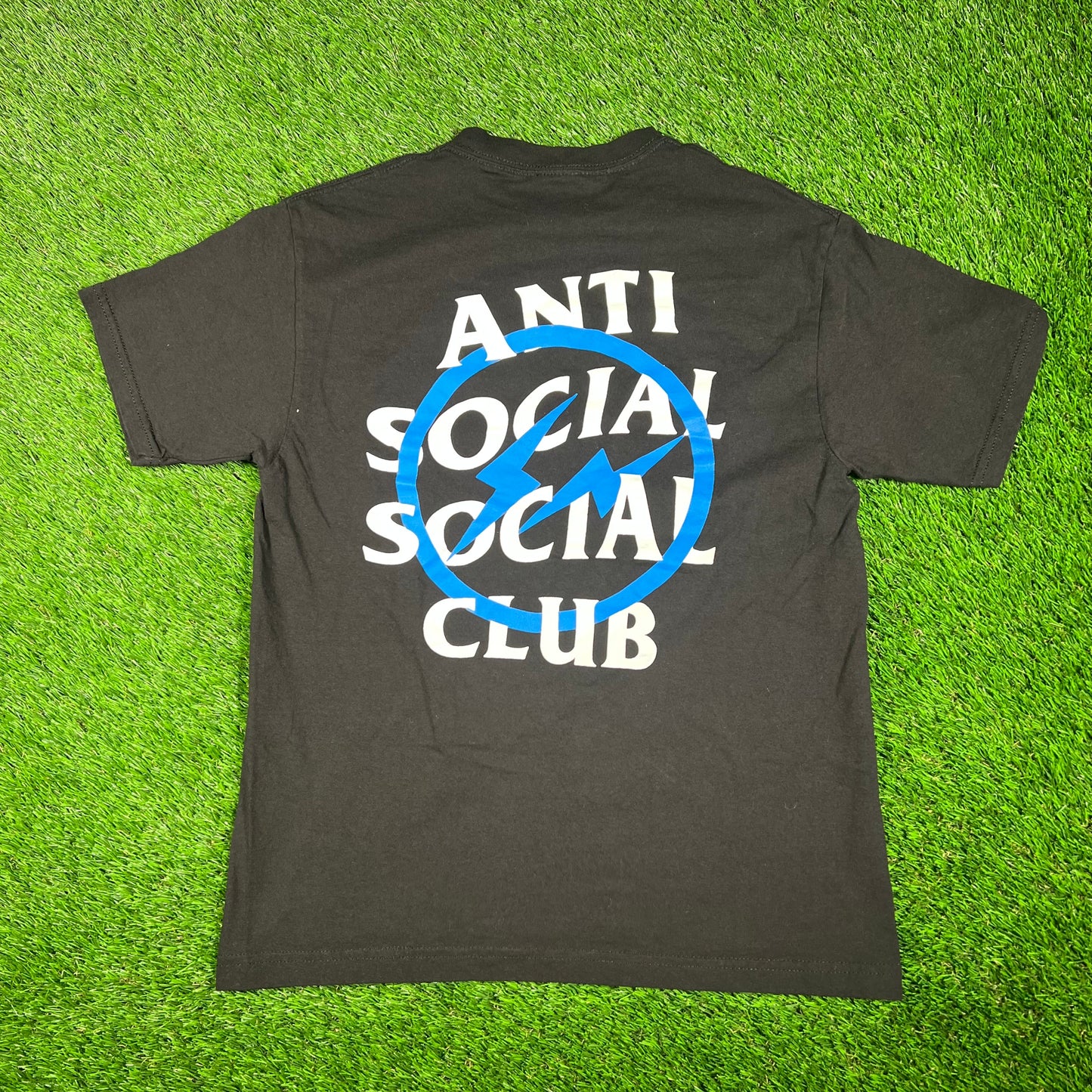 Anti Social Social Club Fragment Blue Logo Black Tee Size Medium USED x15314