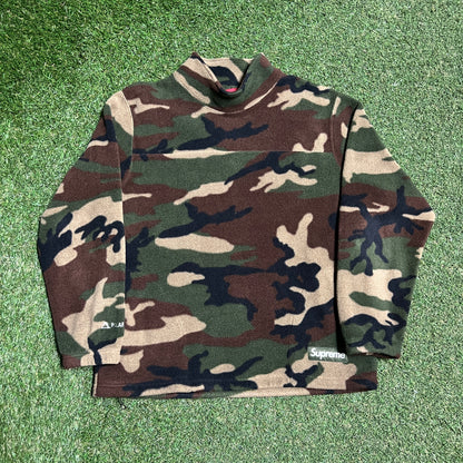 Supreme PolarTec Mock Neck Camo Fleece Size Medium USED x13718