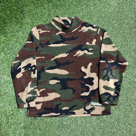 Supreme PolarTec Mock Neck Camo Fleece Size Medium USED x13718