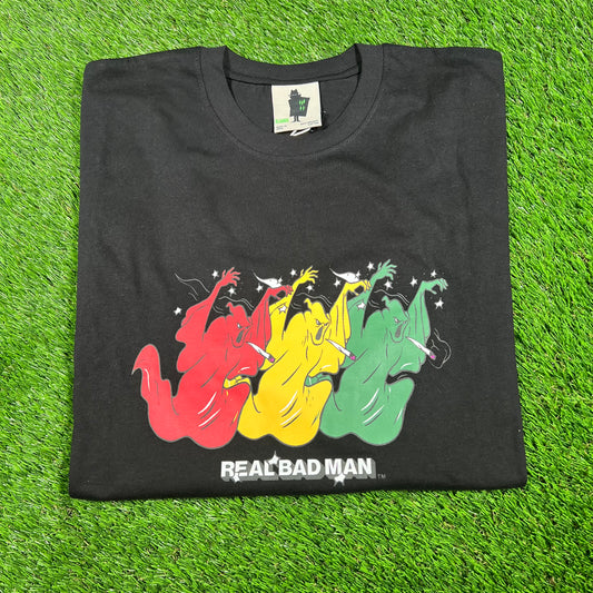 Real Bad Man Crimewave Smokin Ghost Black Tee Size XL NEW x14702