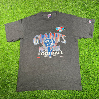 1994 NY Giants 75 Years Striped Black Tee Size XL USED v18054