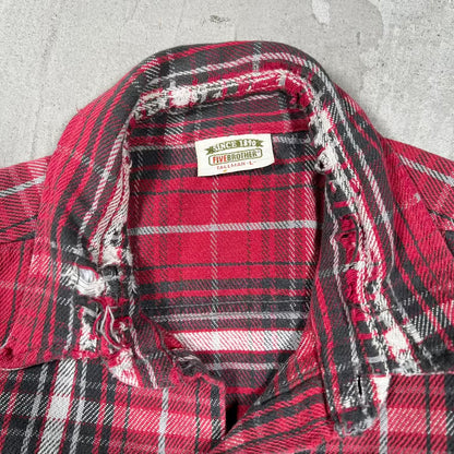 1990s Five Broithers Red Flannel Size Large USED v20420