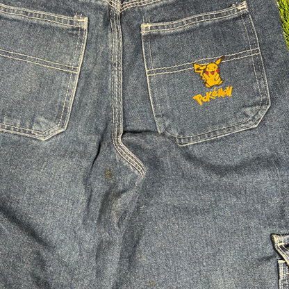 1990s Pokemon Bleu Max Blue Jeans Size XS USED v17936