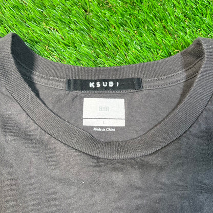 Ksubi Orange Swirl Logo Dark Grey Tee Size Large USED x16801