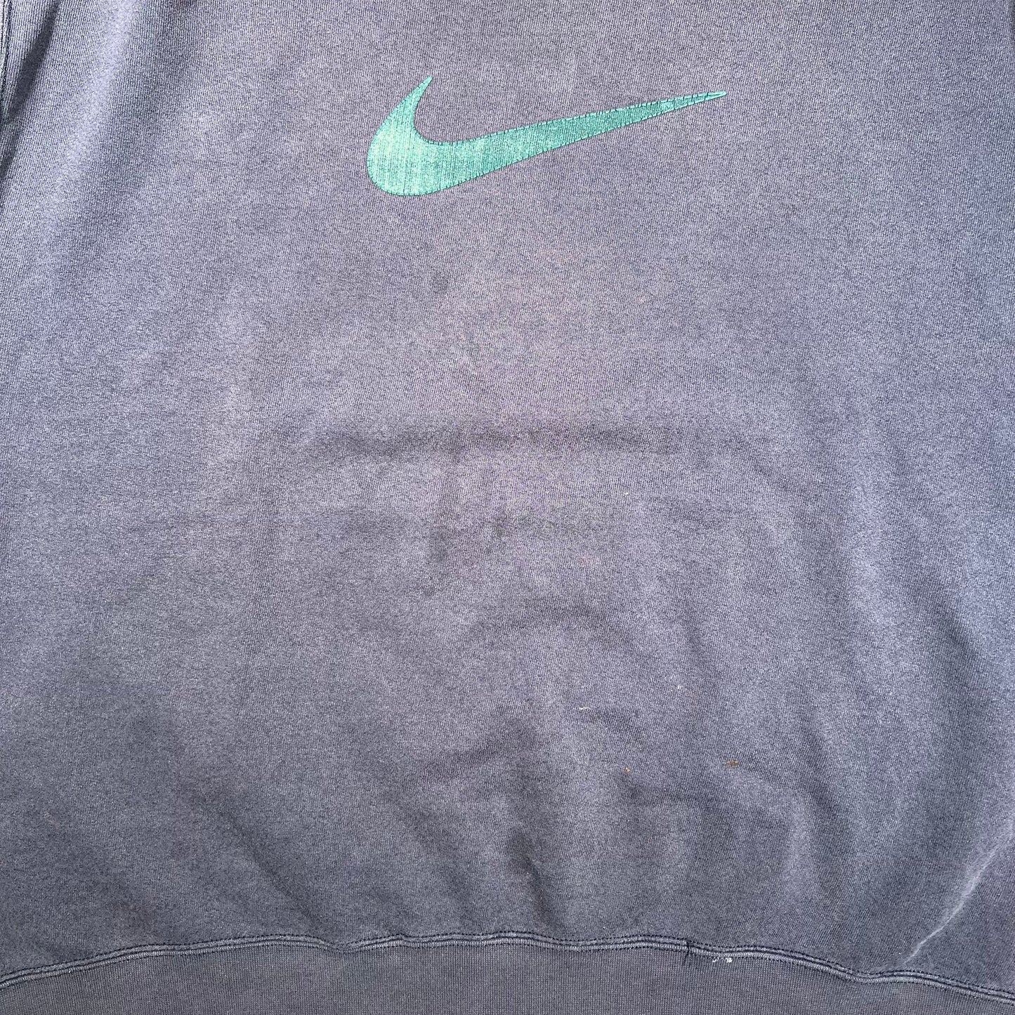 1990s Green Print Swoosh Navy Blue Crewneck Size XXL USED v18588