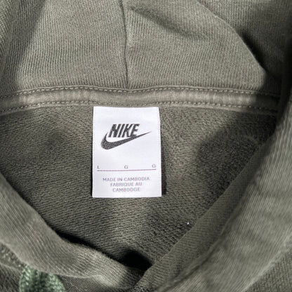 Nike Small Logo Plain Olive Hoodie Size Large USED v16803