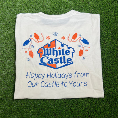 1990s White Castle Happy Holidays White Tee Size XL USED V16541