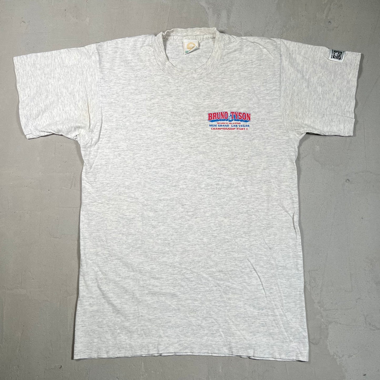 1996 Mike Tyson Vs Frank Bruno Grey Tee Size Medium USED v19522