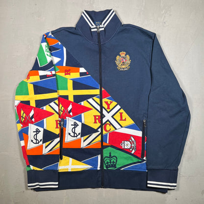 Polo Ralph Lauren Flag Half AOP Crest Zip Up Size XL USED v18942