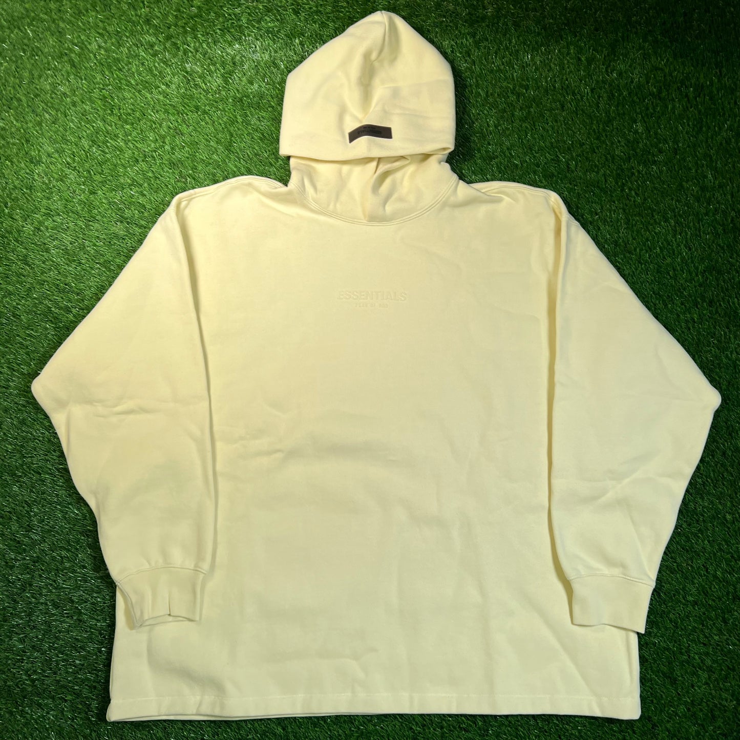 FOG Essentials Felt Logo Yellow Hoodie Size Large NEW x16926