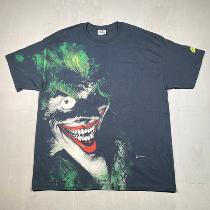 Y2K Joker Large Face Black Tee Size XL USED v18300