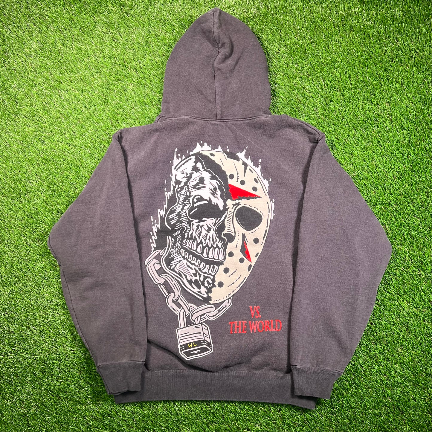 Warren Lotas Washed Black "Vs The World" Hoodie Size Small USED x16767
