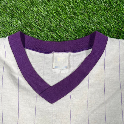 1993 Colorado Rockies Pinstripe White Tee Size Large USED v18120