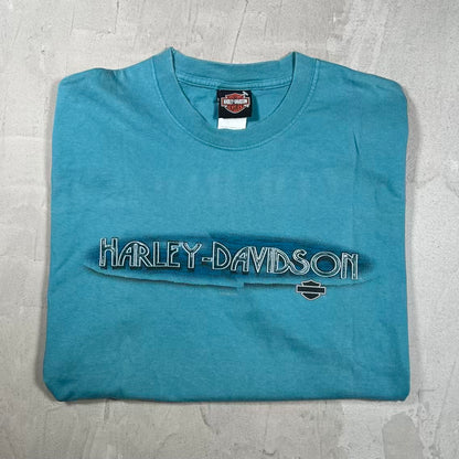 2003 Harley Davidson Teal "Caribou" Tee Size Large USED v20424
