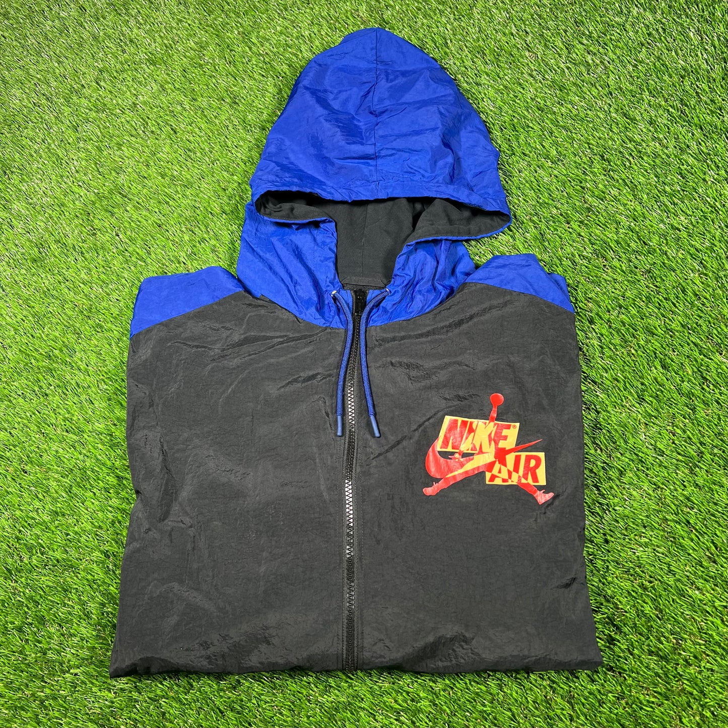 Nike Air Jordan Modern Black/Blue Zip Up Light Jacket Size Large USED v16911
