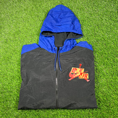 Nike Air Jordan Modern Black/Blue Zip Up Light Jacket Size Large USED v16911