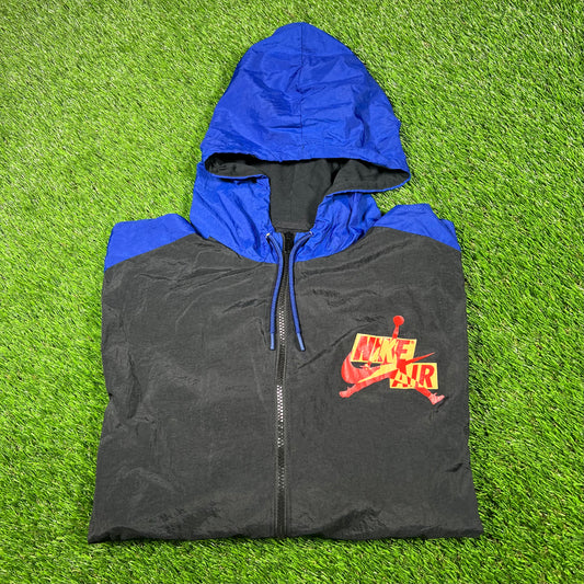 Nike Air Jordan Modern Black/Blue Zip Up Light Jacket Size Large USED v16911