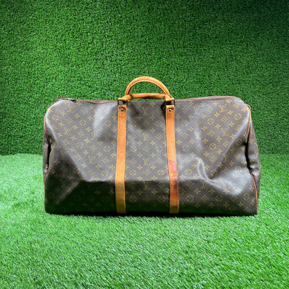 1990s Louis Vuitton Keepall Monogram Brown Duffle Bag USED x15436