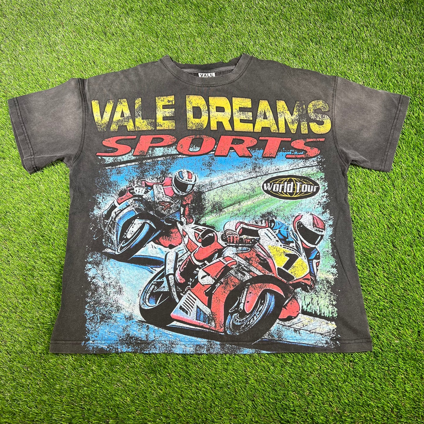 Vale Dreams Sport Moto Washed Black Tee Size Large NEW x14460