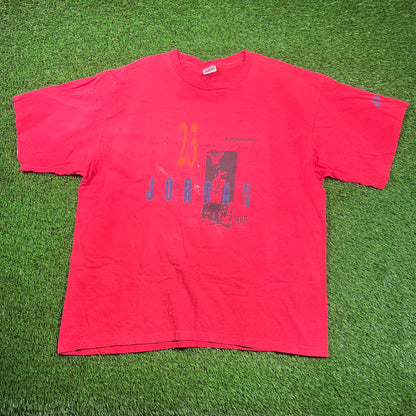 1990s Nike Jordan Defensive Players of The Year Red Tee Size XXL USED v18626