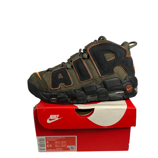 Nike Air More Uptempo 96 Cargo Khaki Alpha Orange (2022) Size 5 USED s17840