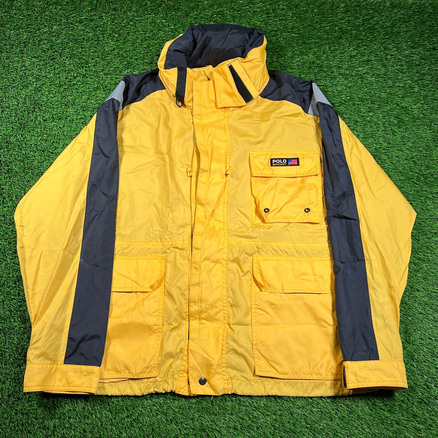 1990s Polo Sport Yellow Tech Jacket Size Large USED v18246