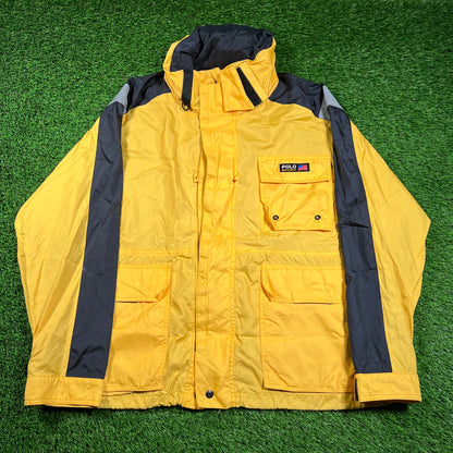 1990s Polo Sport Yellow Tech Jacket Size Large USED v18246