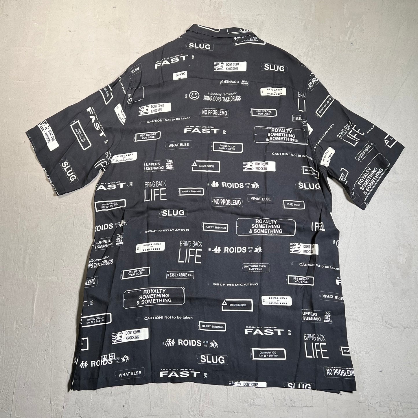 Ksubi Black AOP Camp Button Down Size Large NEW x17664