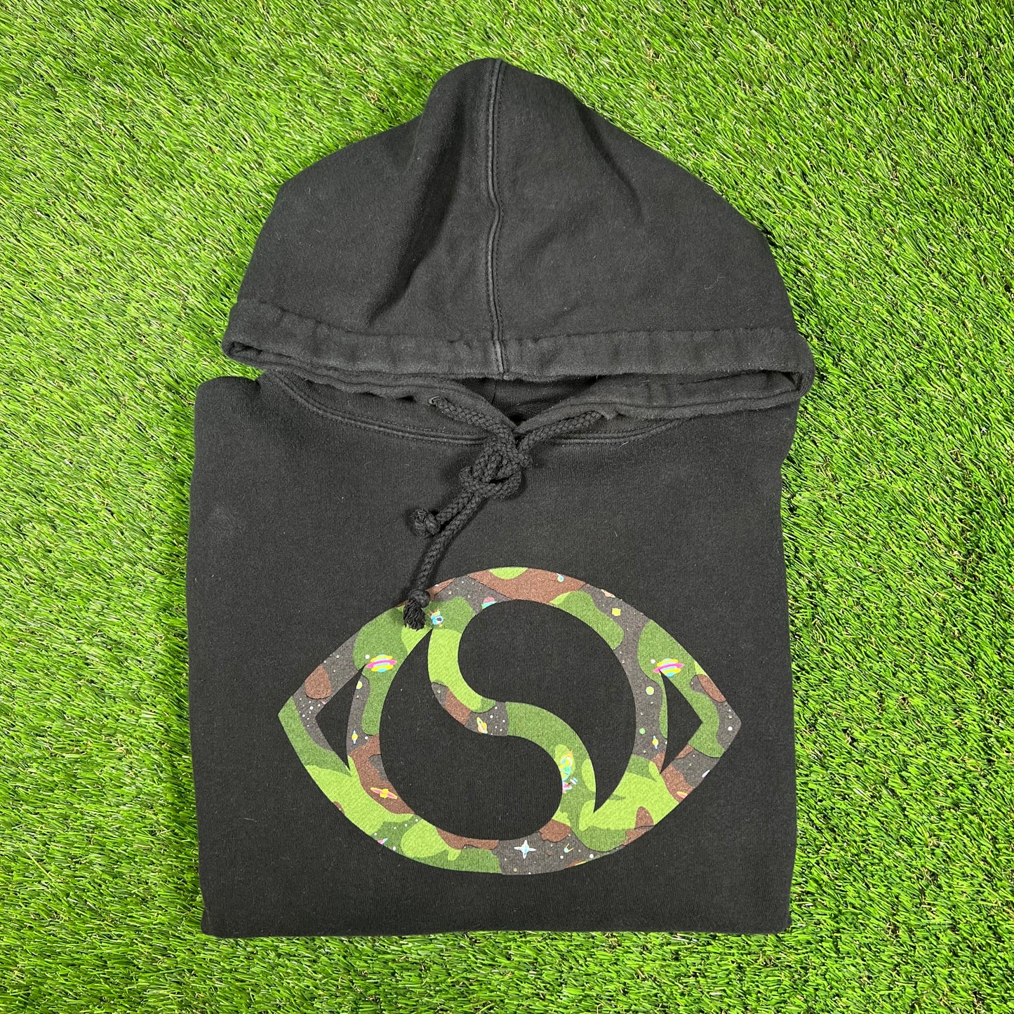 Billionaire Boys Club x Soulection BBC Black/Camo Hoodie Size Small USED x14377