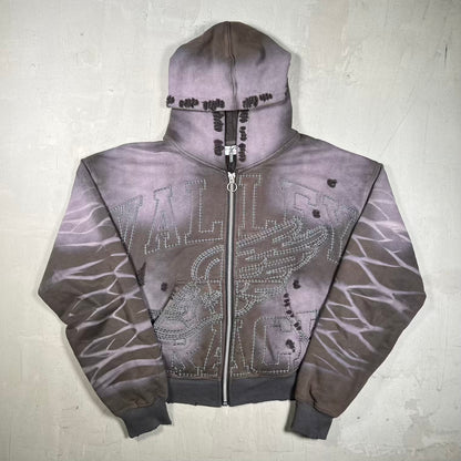 Vale Storm Garden Washed Purple Zip Up Hoodie Size Medium USED x18952