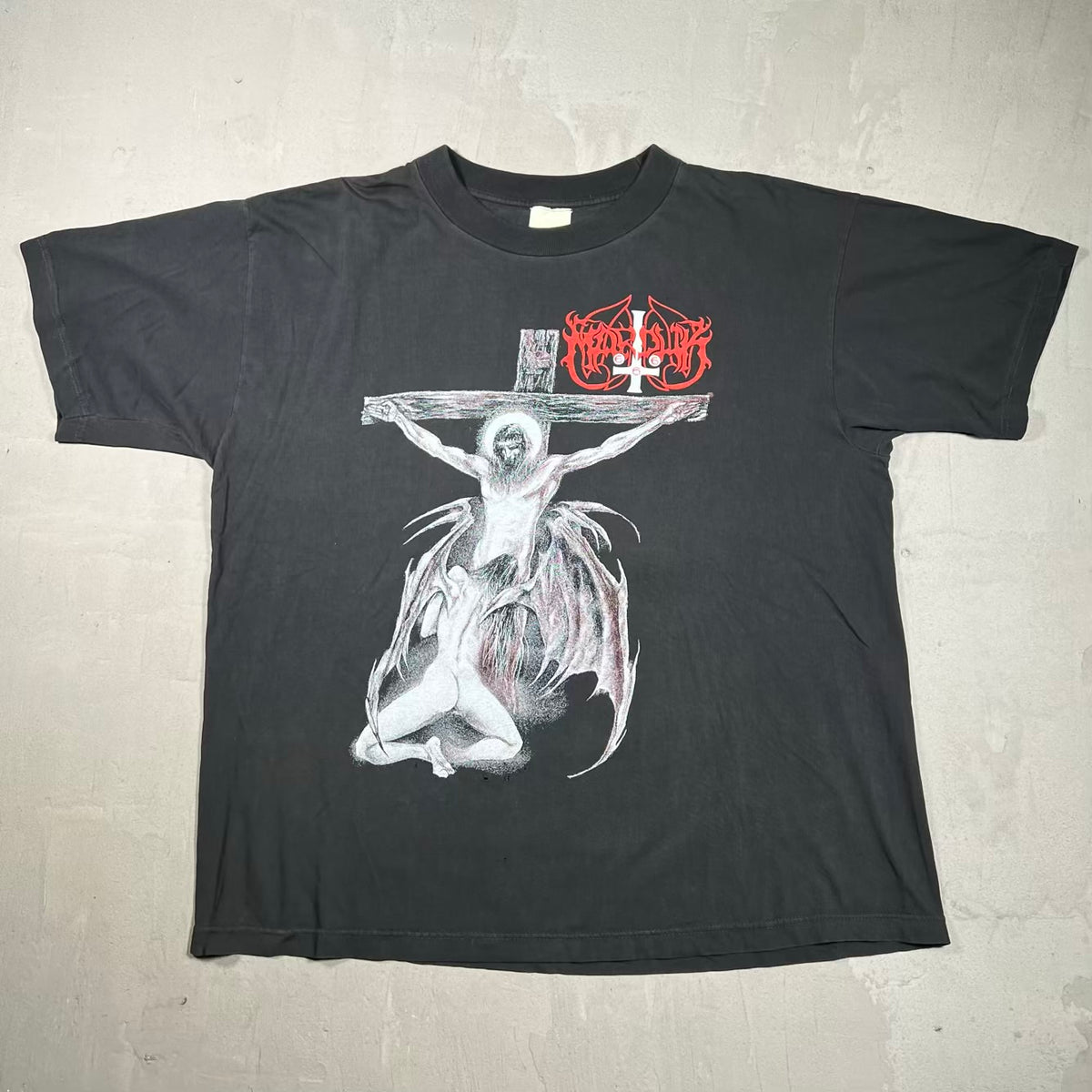 1999 Marduk Christrapping Death Metal Black Tee DRYROT Size XL USED v20166