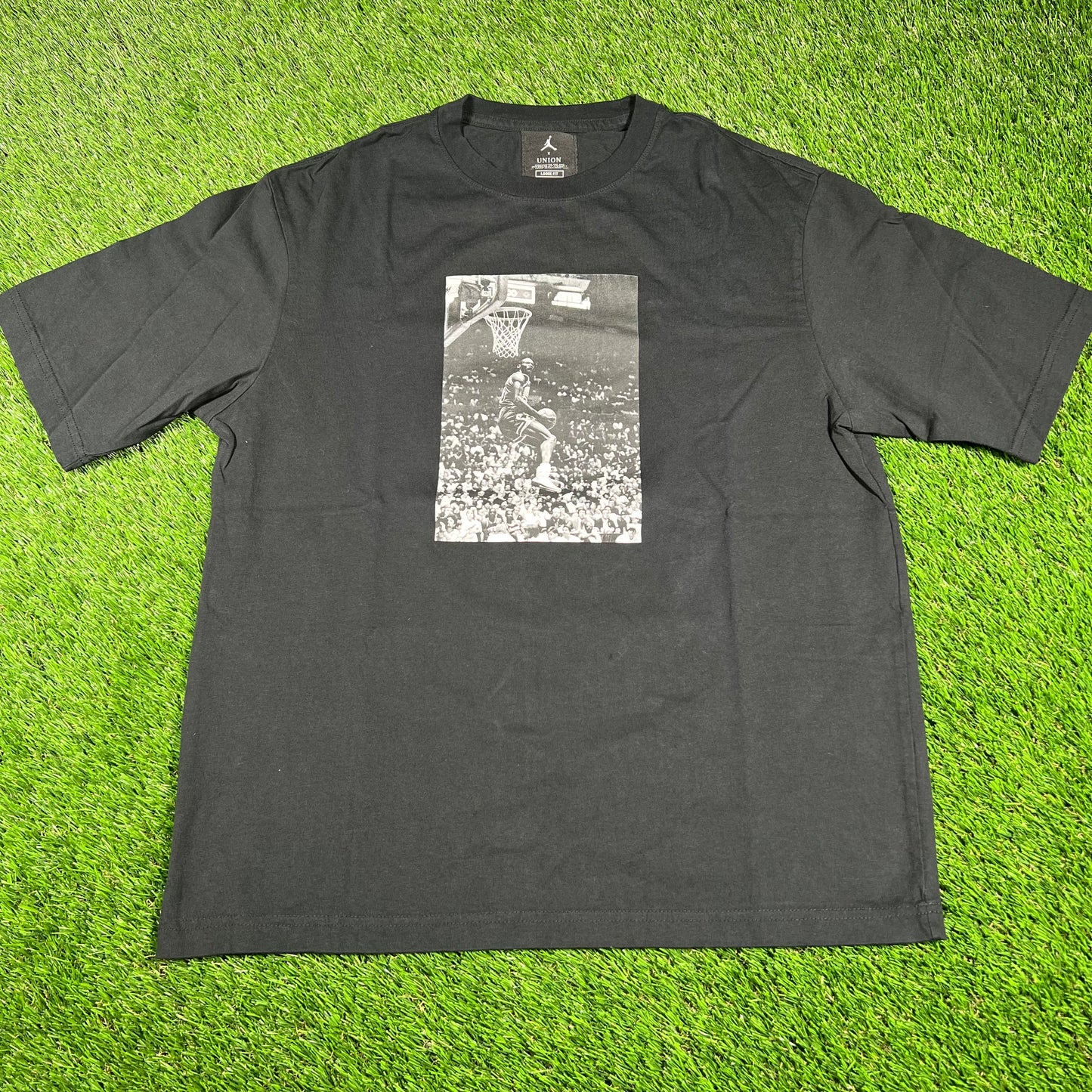 Jordan Union LA Jordan Dunking Black Tee Size Medium USED x14664