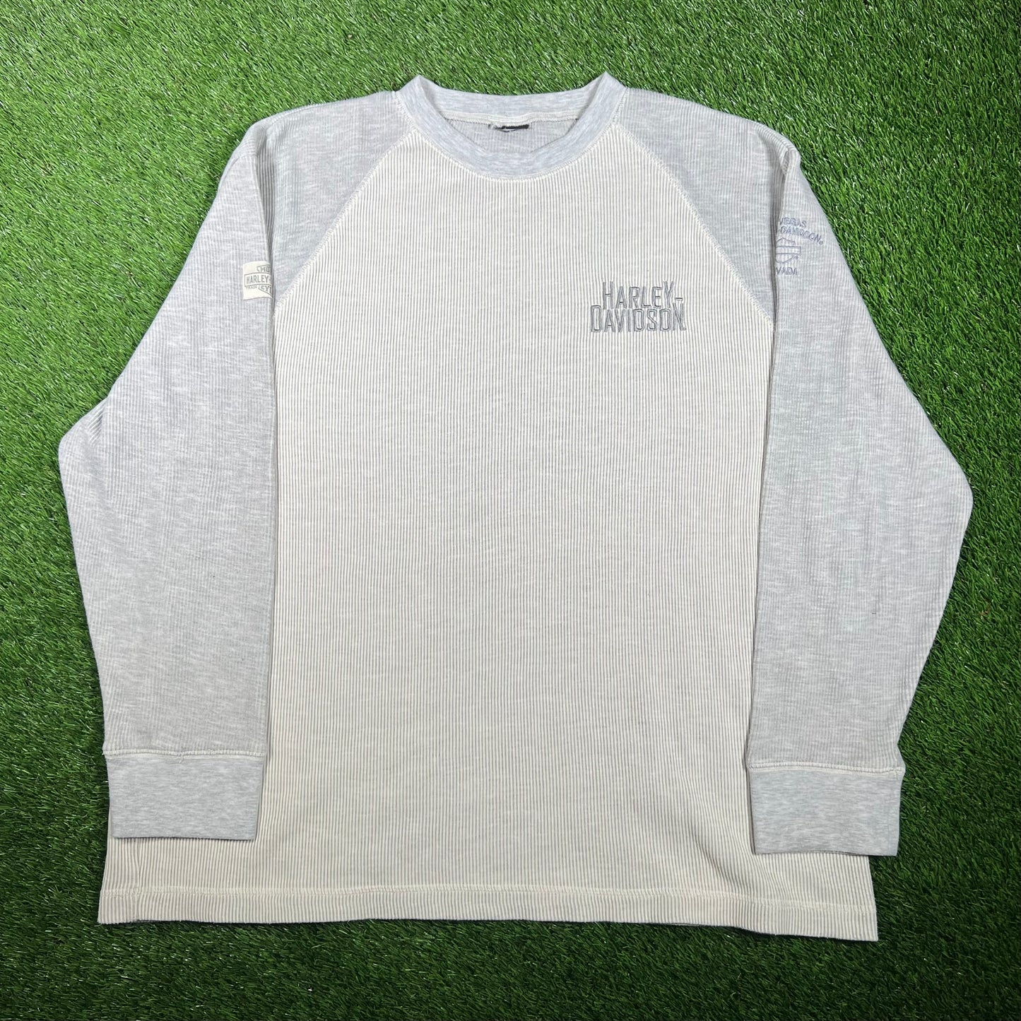 Y2K Harley Davidson Nevada Grey Thermal Longsleeve Size XL USED v17479